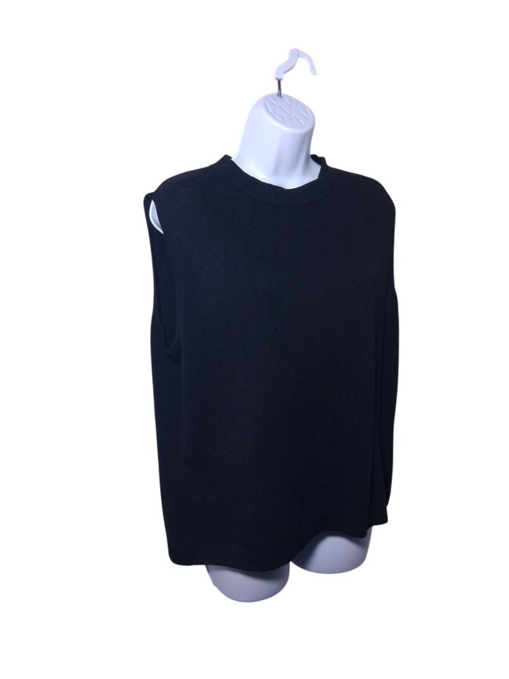 St. John Basics Black Knit Sleeveless Top With Back Zipper Womens Size S